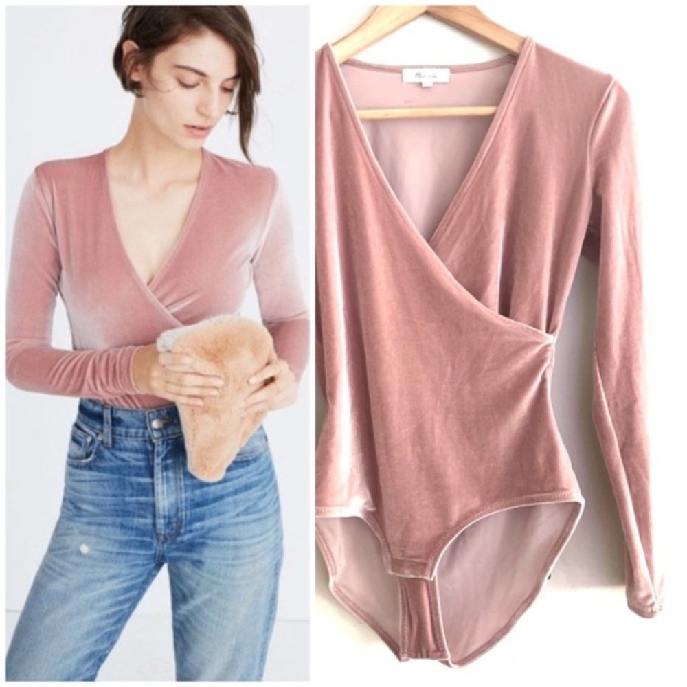 Blush velvet Madewell body suit, XS